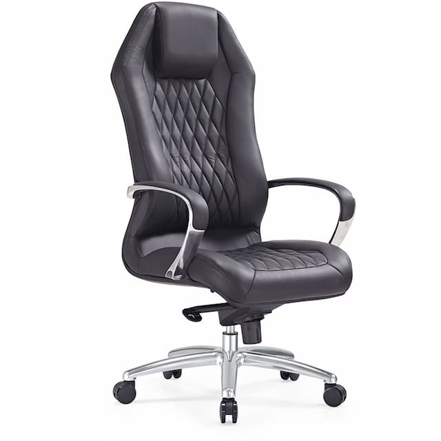 Кресло руководителя Бюрократ Aura черный кожа крестов. алюминий