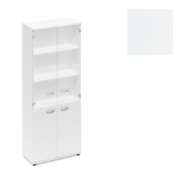 Шкаф стеклянные дверцы стенка ДСП Юнитекс А4 (78x43.4x193) А4 9390 БП белый премиум