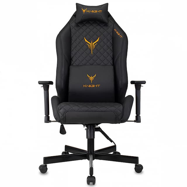 Кресло игровое Knight Rampart черный ромбик эко.кожа с подголов. крестов. металл