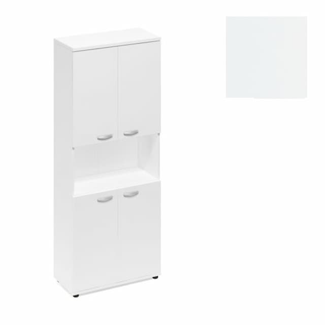 Шкаф для документов 4-дверный с открытой нишей Юнитекс А4 (78x36.4x193) А4 9374 БП белый премиум