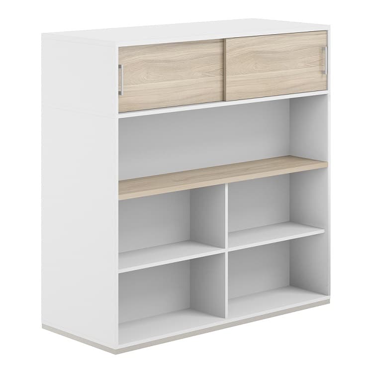 Стеллаж-комбо 1238 двухсторонний Norden Allegro AG.254.220.674.WH с антресолью и экраном ЛДСП
