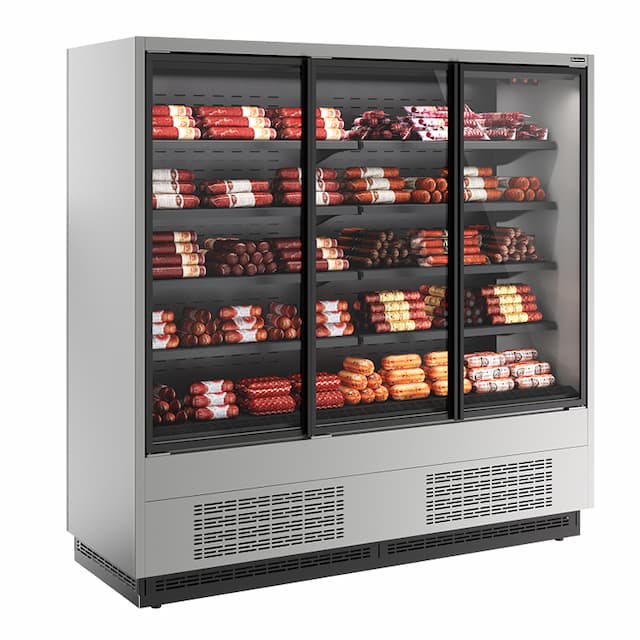 Витрина холодильная Carboma FC20-07 VV 1,9-1 0300 боковина металлическая (9006-9005) Cube 2 STANDARD фронт X1