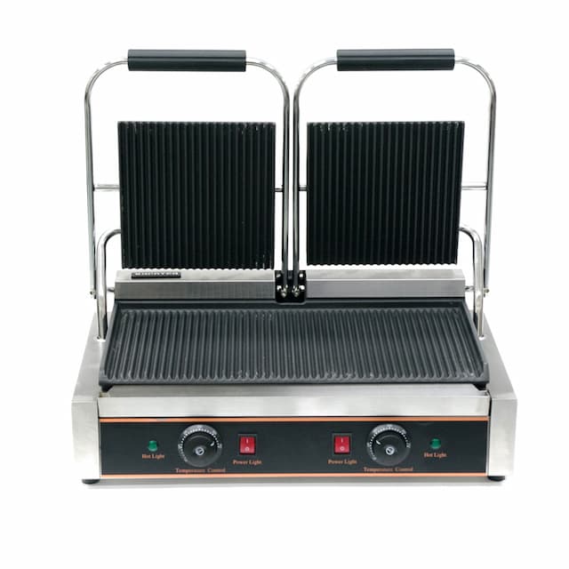 Гриль пресс двухсекционный с верхней и нижней ребристой пластиной Kocateq GH813ANW